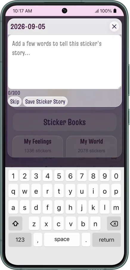 Daily Sticky add a story note field for a placed sticker